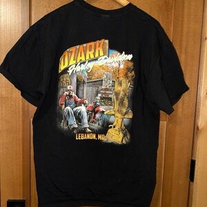 Harley Davidson Ozark Lebanon‎ MO T Shirt Mens XL Black Graphic Biker Tee